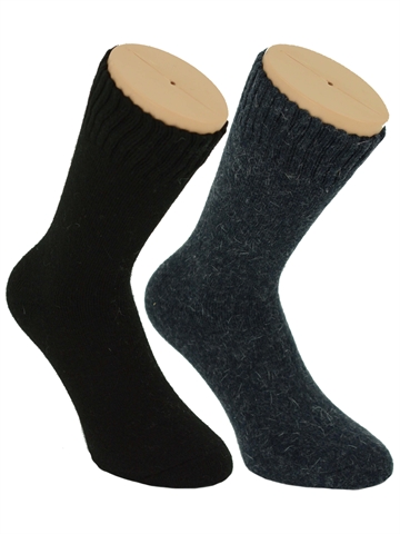 Wollsocken - Harmony Herrensocken - Angorawolle - 2er-Pack -Schwarz/Jeans