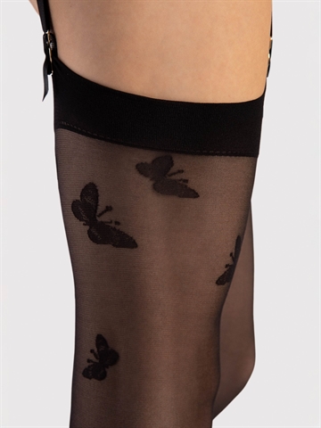 Stockings - Fiore - Farfalle - Schmetterlinge - 20 den - Schwarz 