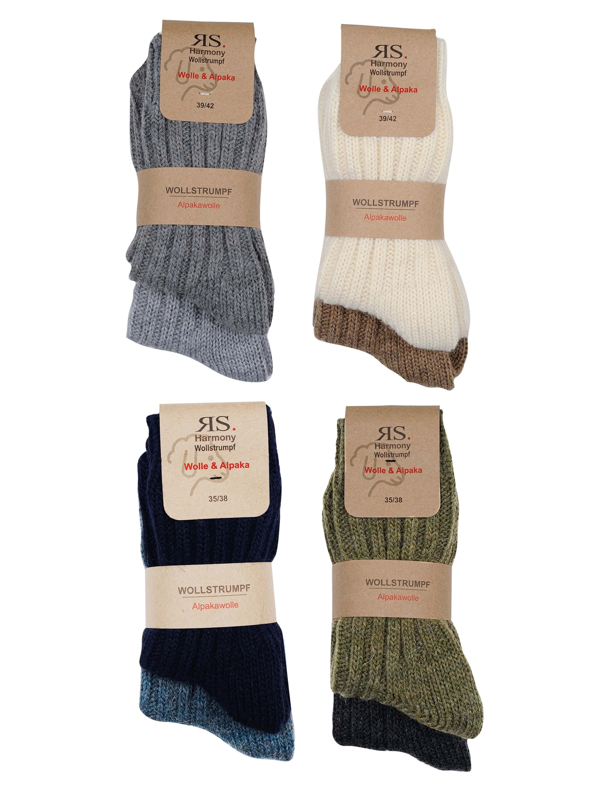 Wollsocken Soft Alpaka Damen und Herren 8 Farben 2er Pack